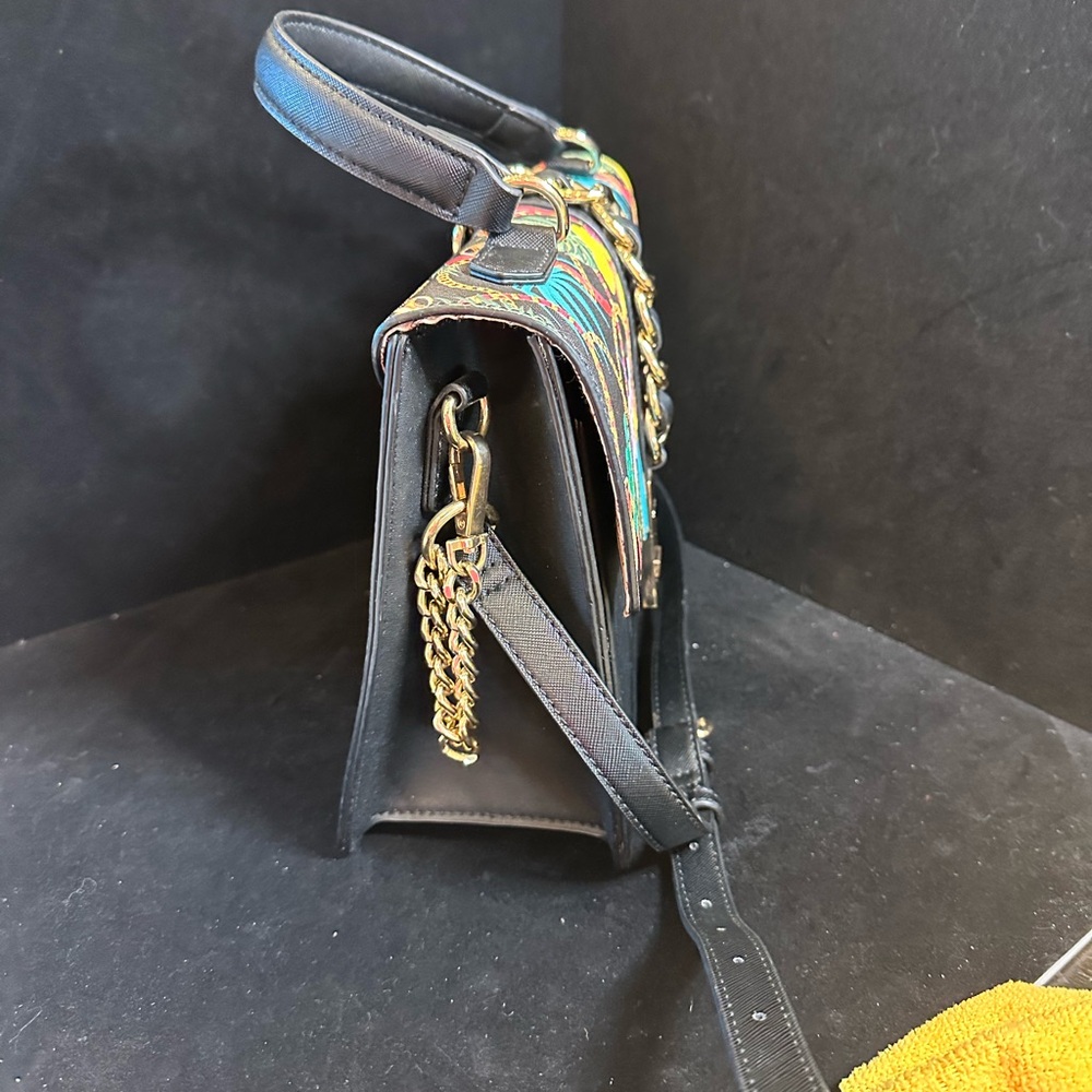 Aldo Black and Multicolor Floral Satchel - Picture 2 of 14